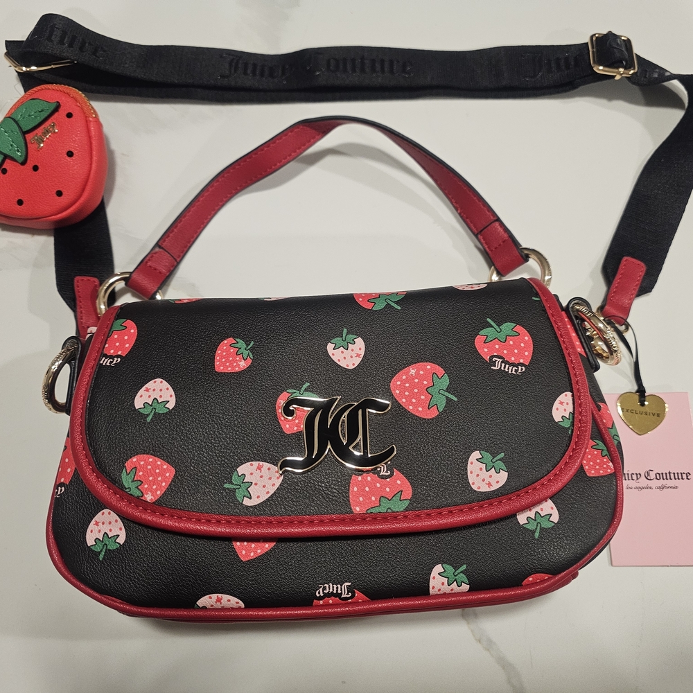 Juicy Couture Black and Red Strawberry Print Women's Bag
